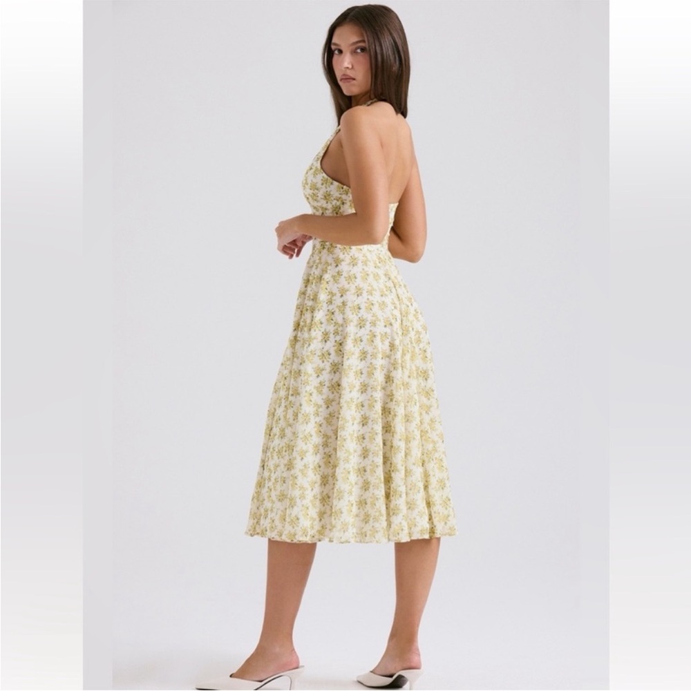 House of CB Ivory Vintage Floral Print Georgette Halter Sundress - Picture 6 of 9